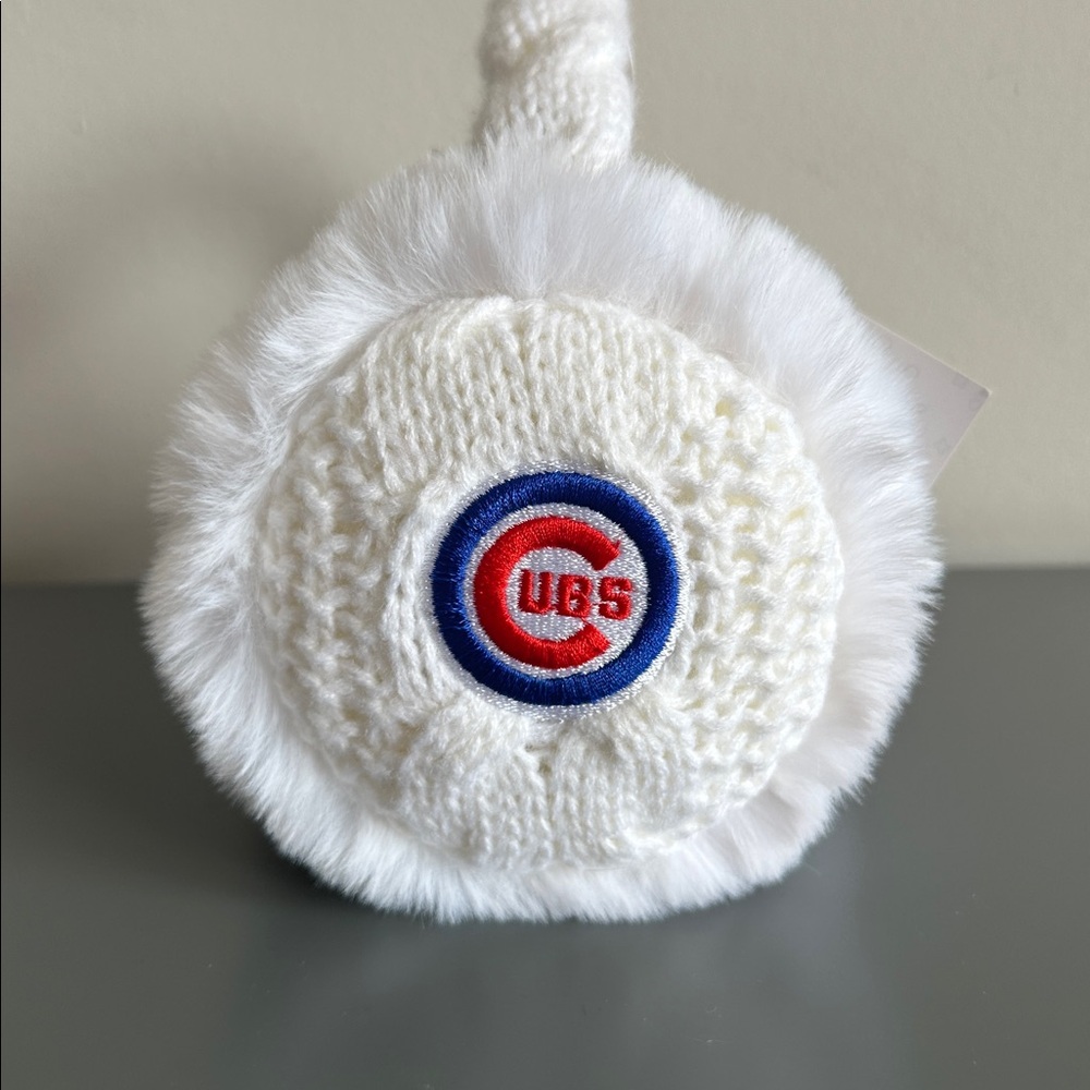 Chicago Cubs MLB Foco White Cable Knit Texture Earmuffs